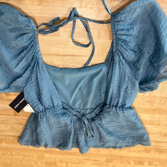 💙 Melrose and Market Blue Smocked Peplum Blouse – Size Small 💙 NWT | 2-Tie Bac - Picture 12 of 12
